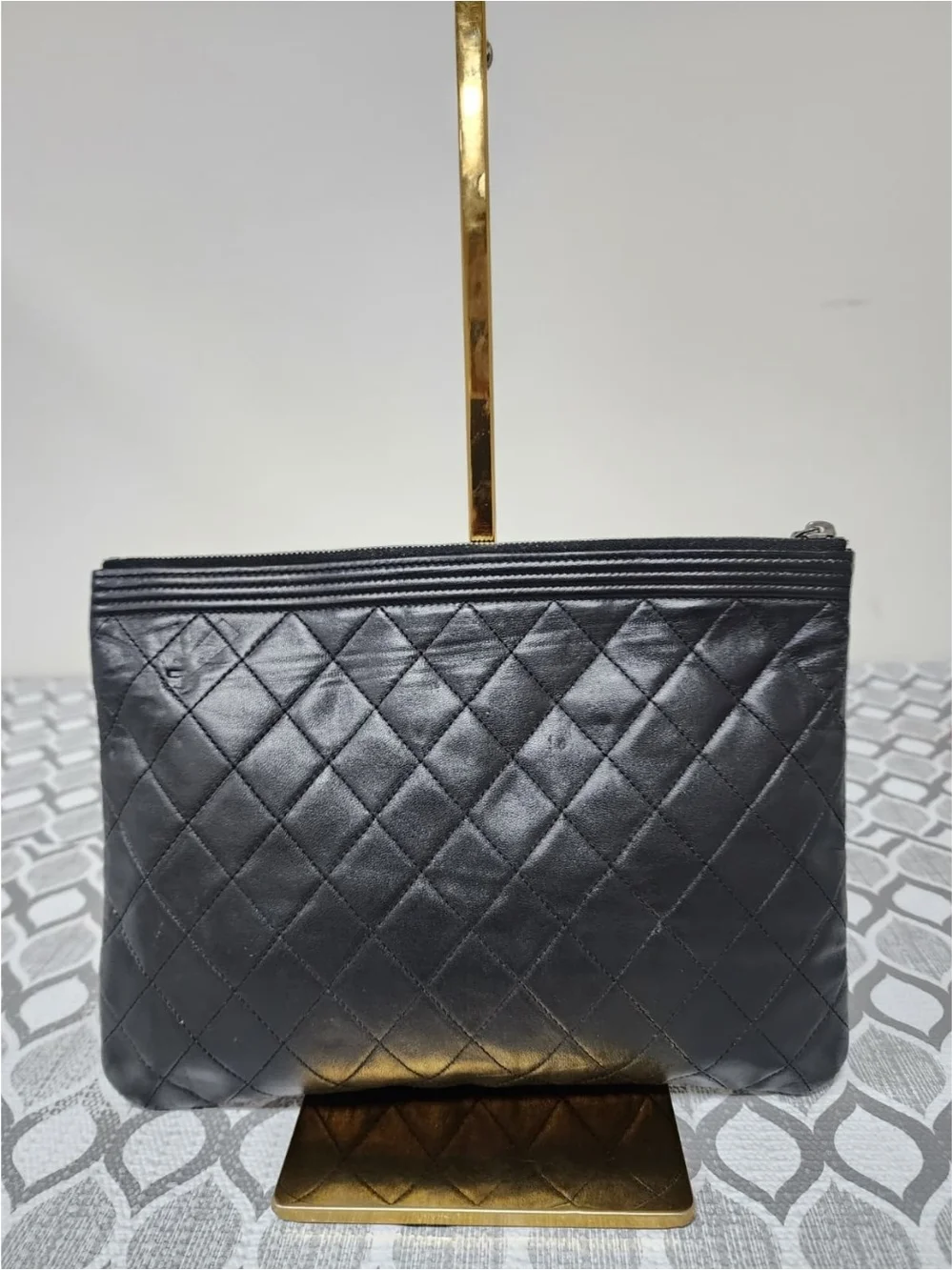 CHANEL Caviar Quilted Medium Boy Cosmetic Clutch Black